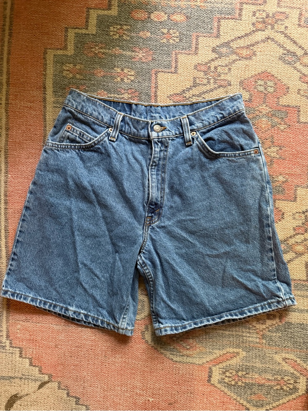 Levi's 950 Relaxed Fit Light Blue Denim Shorts Orange Tab Made in USA